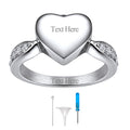 Custom Memorial Heart Cremation Urn Ashes Ring for