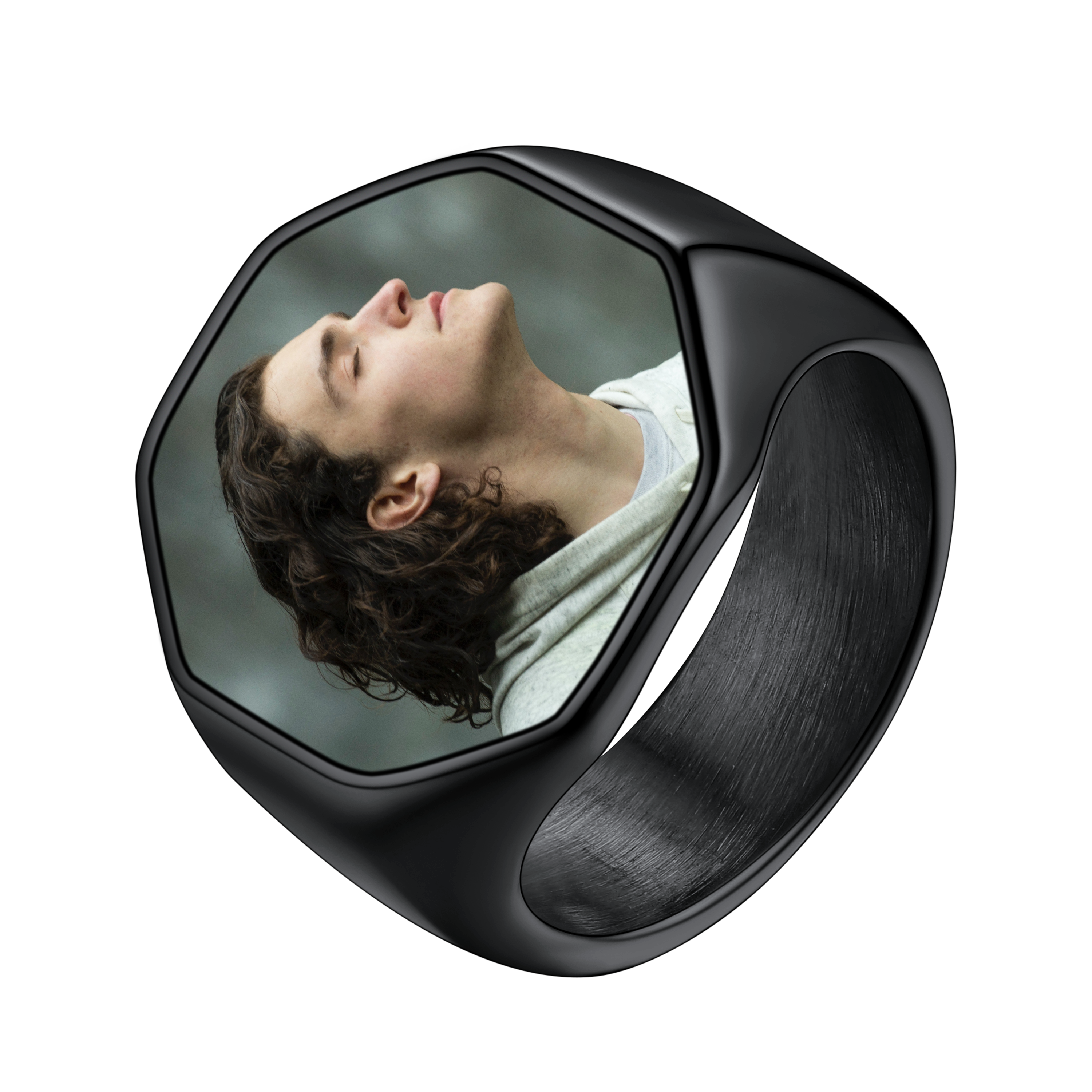 Personalized Octagon Signet Ring With Photo for