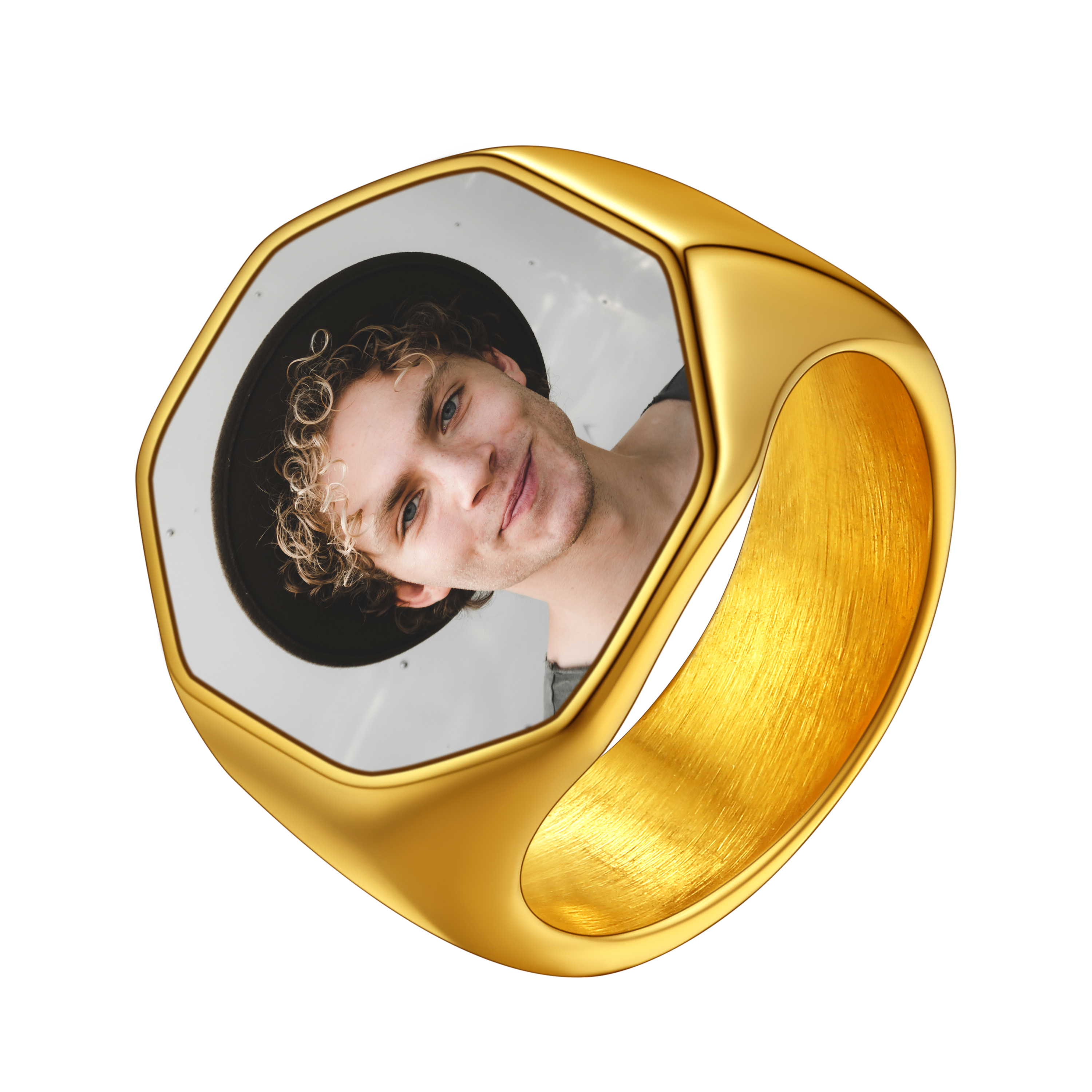 Personalized Octagon Signet Ring With Photo for