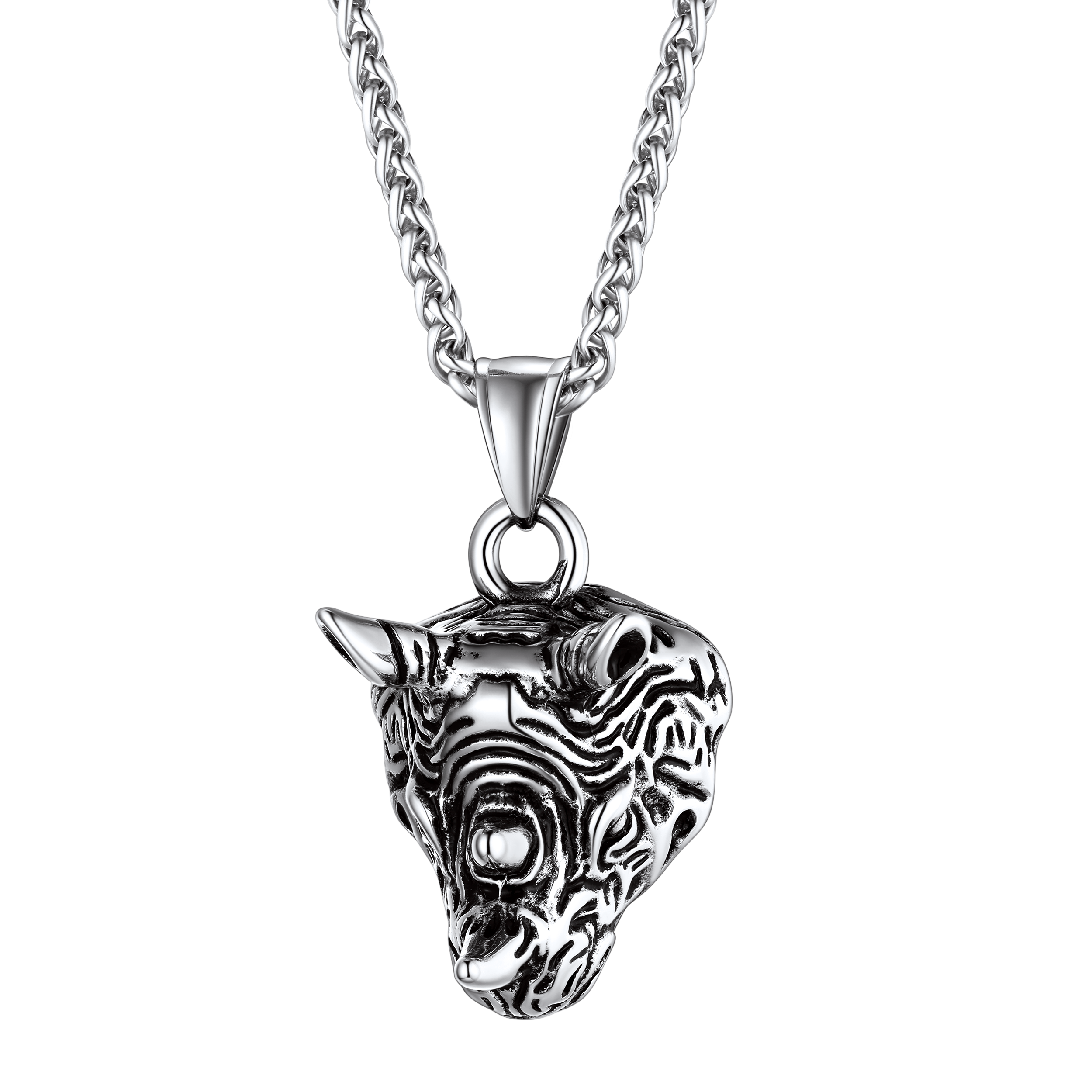 Flash Gothic Rhinoceros Pendant Necklace