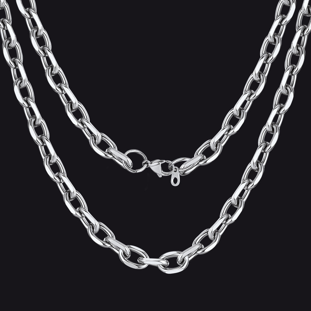 Classic Rolo Cable Link Chain Necklace Stainless Steel Chain for