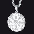 Viking Norse Runes Compass Necklace Amulet Pendant for