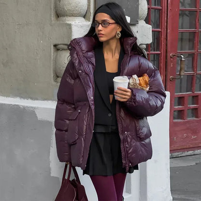 Winter Puffer Jacket Burgundy