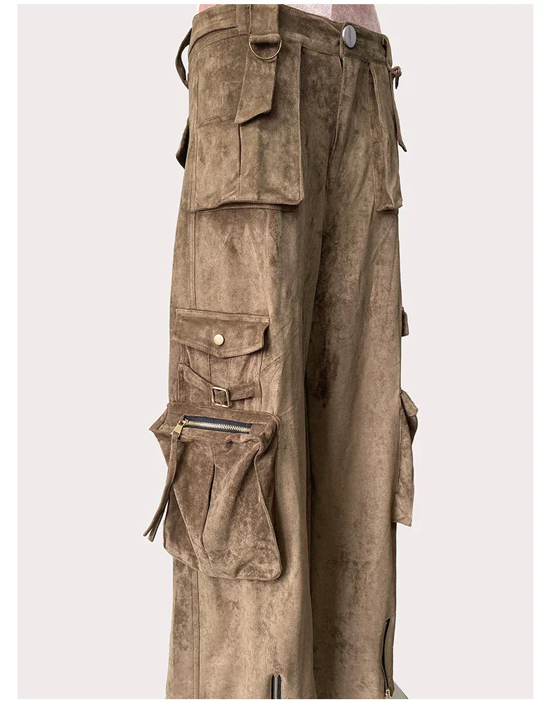 Suede Leather Pants Brown
