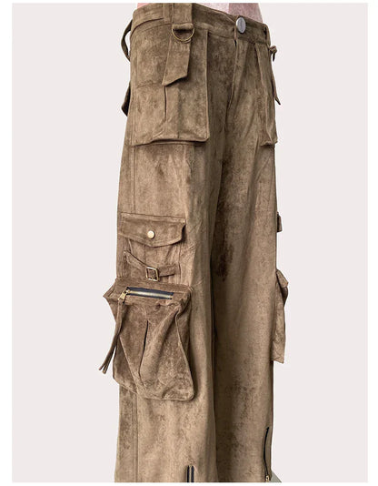 Suede Leather Pants Brown