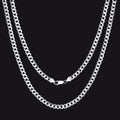 Sterling Silver Thick Curb Chain Link Necklace for