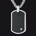 Engraved Dog Tag Pendant Necklace With Diamond for