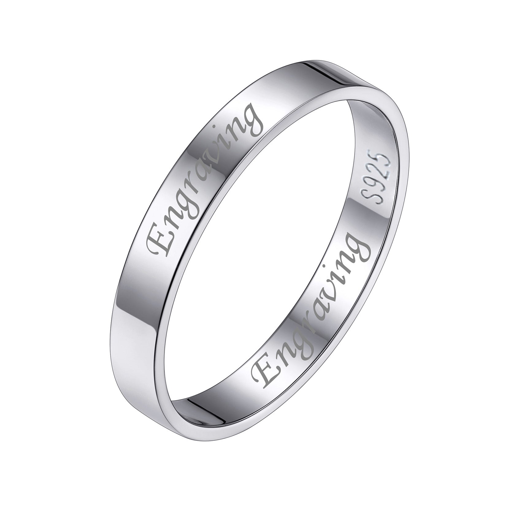 925 Sterling Silver Custom Simple Band Ring for Couple , 3mm/5mm