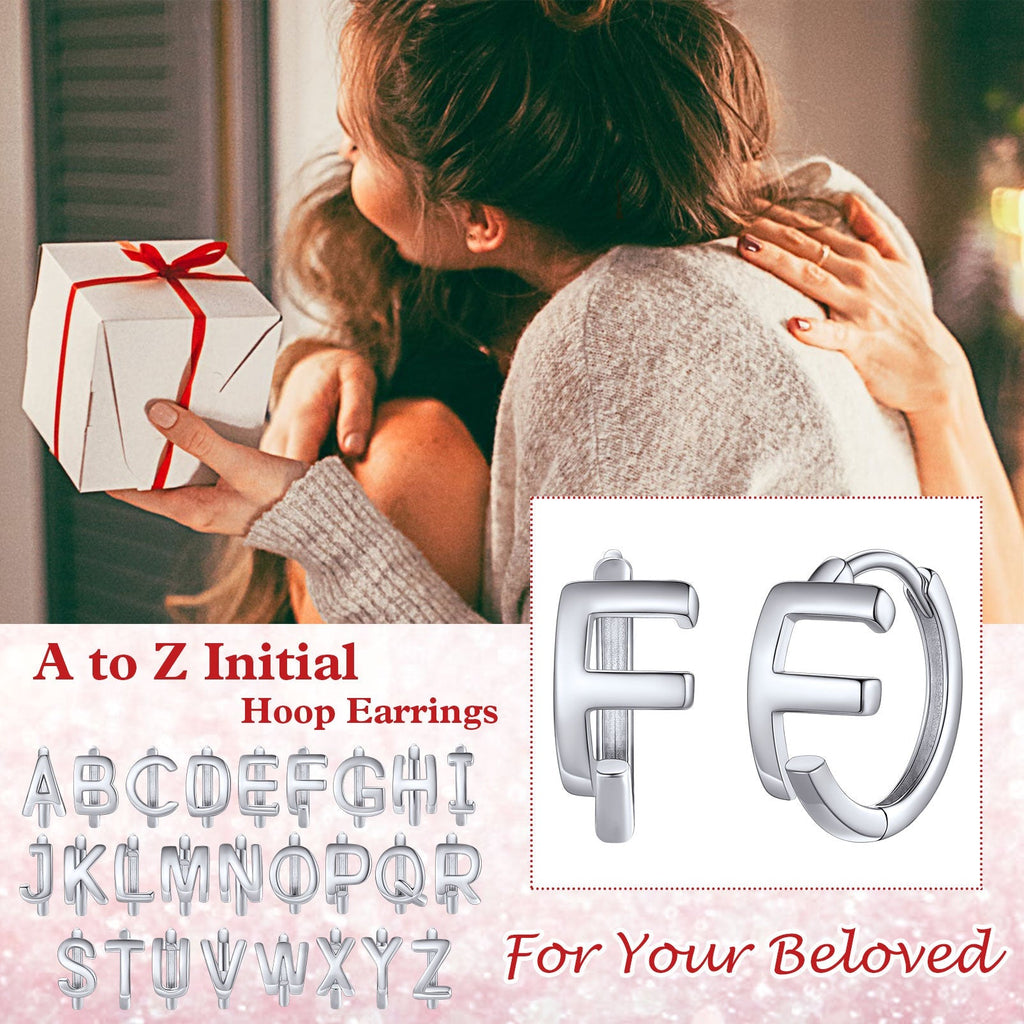 Sterling Silver Initial Letter A-z Hoop Earrings for