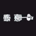 Sterling Silver Diamond Stud Earrings for