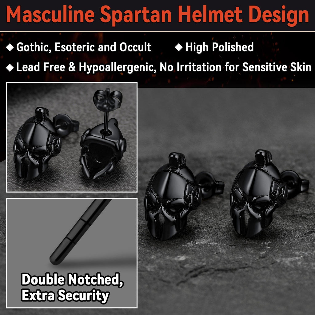 Ancient Greek Spartan Helmet Stud Earrings for