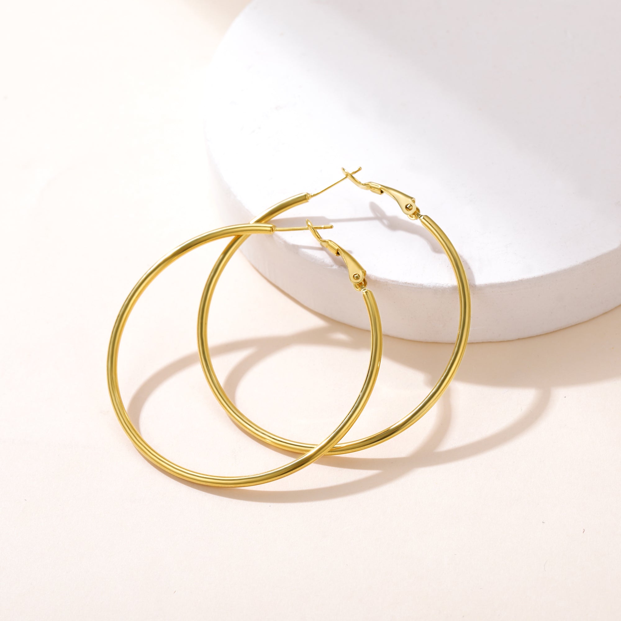 Lightweight Large Hoop Earrings for Lobster Clasp