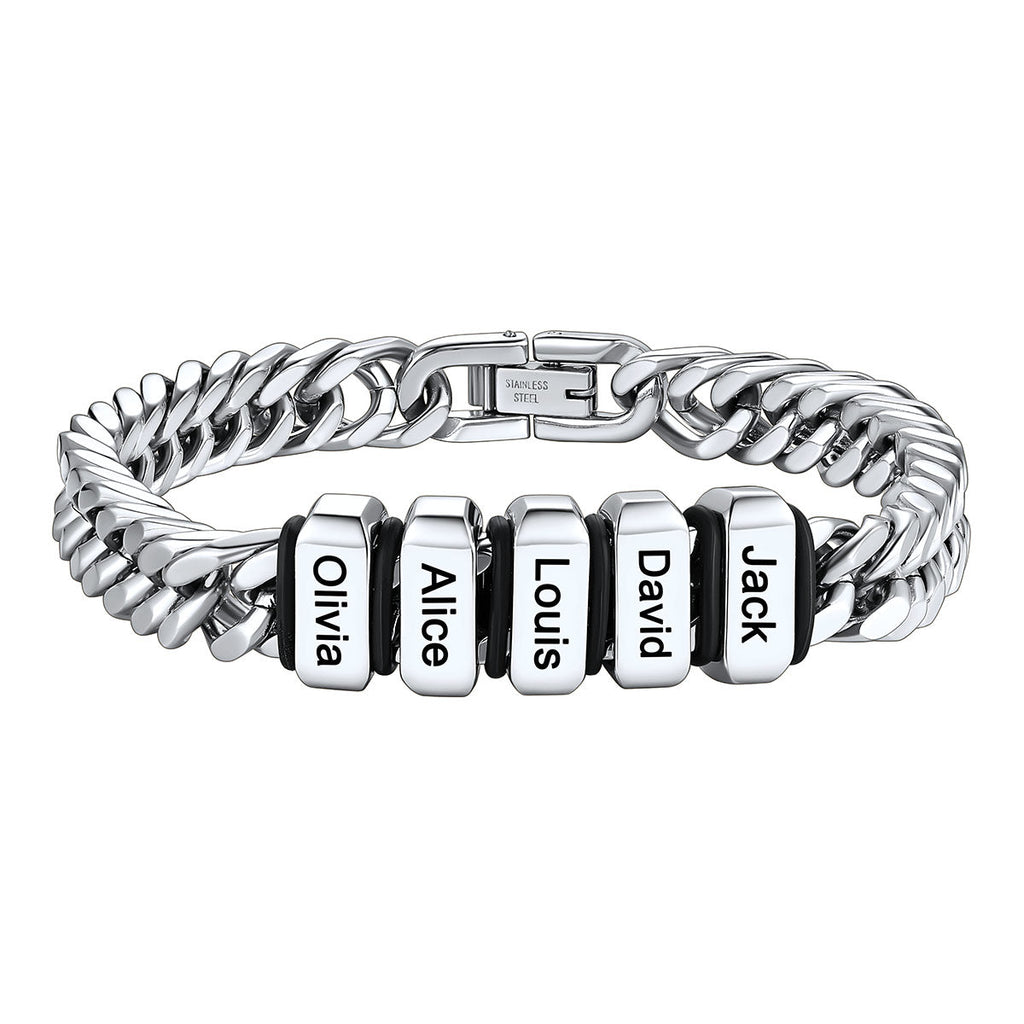 Personalized Cuban Link Bracelet Engraved Name Bracelet for