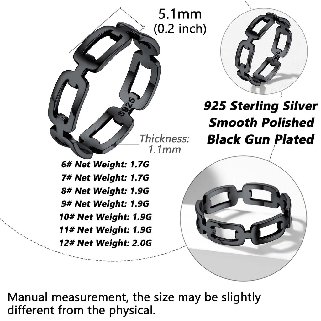 925 Sterling Silver Chain Link Rings for