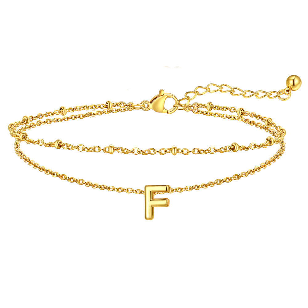Dainty A-z Initial Layered Ankle Bracelet for Mom