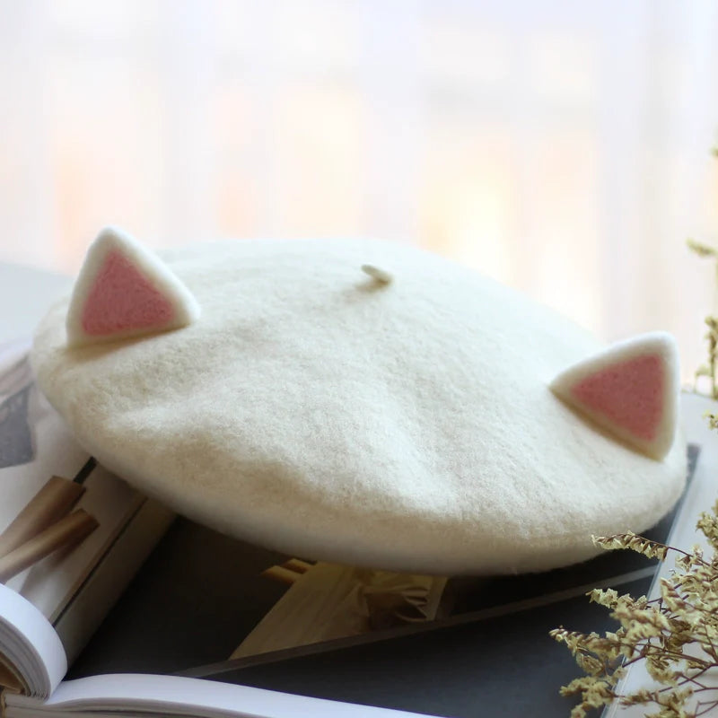 Milky Cat Ear Beret