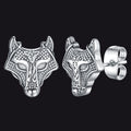 Viking Celtic Wolf Head Stud Earrings for Stainless Steel