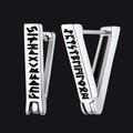 Triangle Huggie Hoop Earrings With Viking Runes for