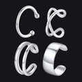 925 Sterling Silver Ear Cuff Non-piercing Earrings Set 4 Pairs