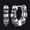Sterling Silver Skulls Hoop Huugie Earrings for