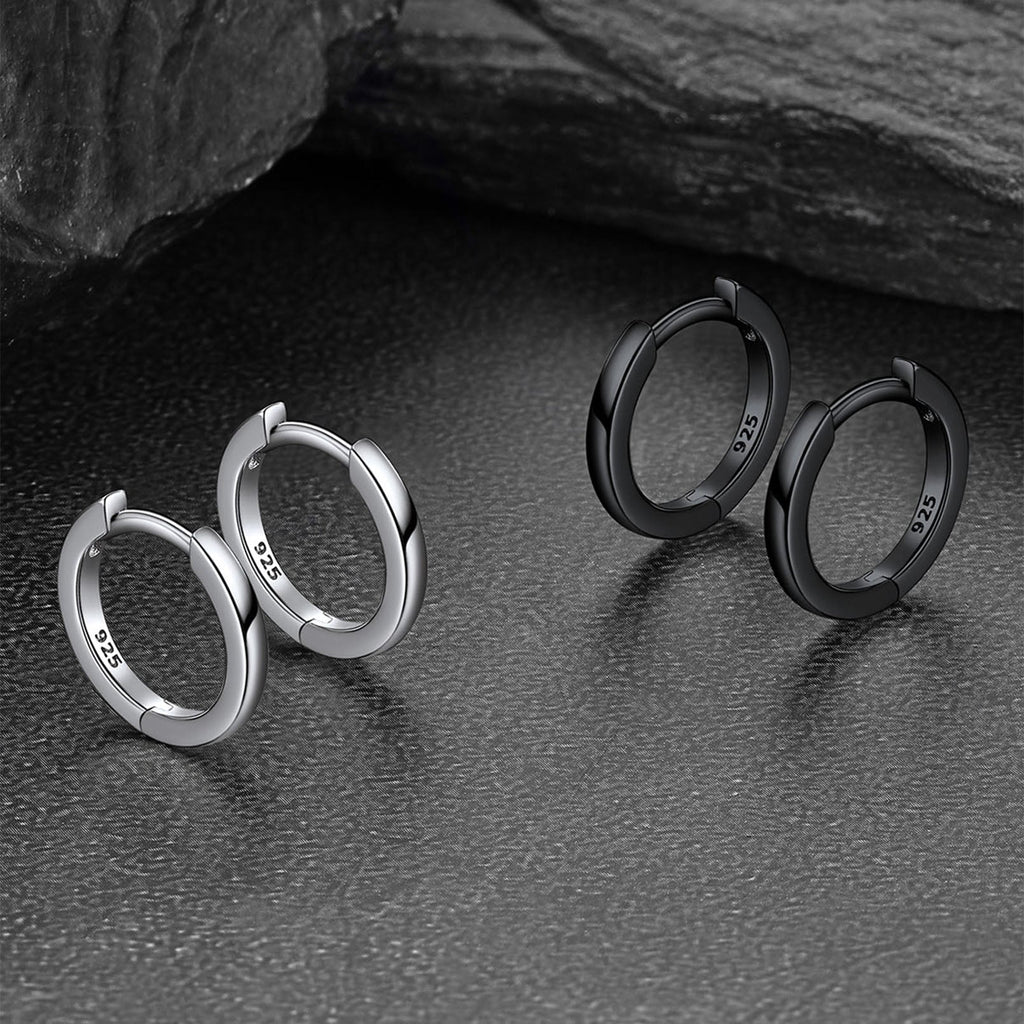 Classic Sterling Silver Huggie Hoop Earrings for