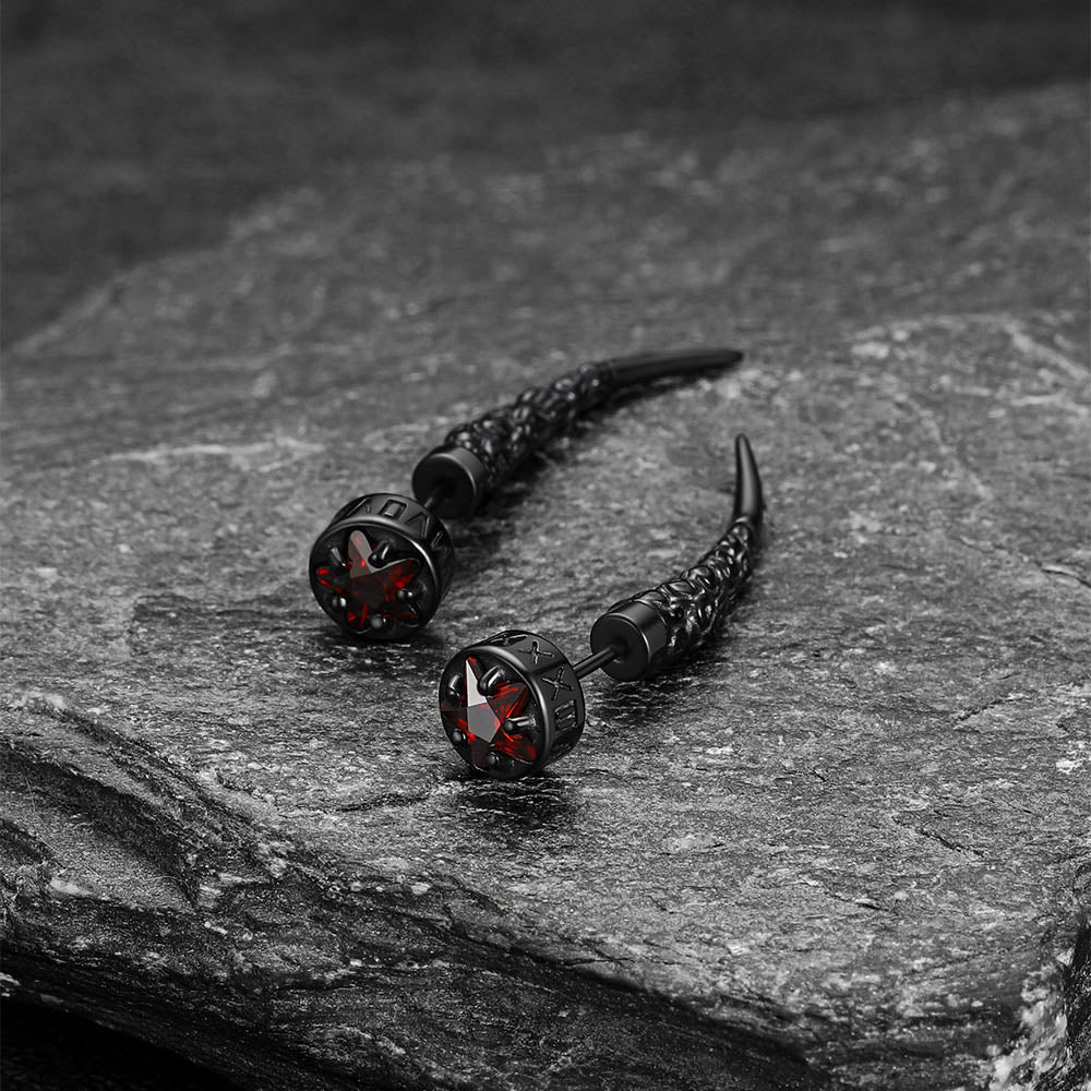 Viking Rune Fang Stud Earrings for ��� Nordic Star Cz Earrings