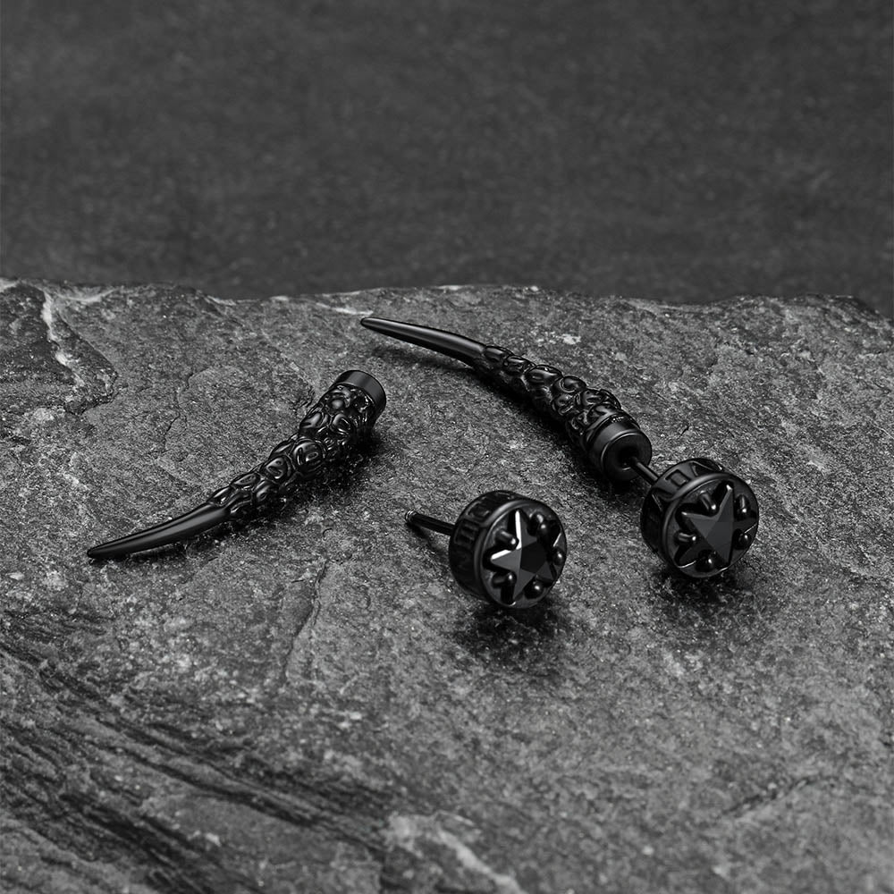 Viking Rune Fang Stud Earrings for ��� Nordic Star Cz Earrings