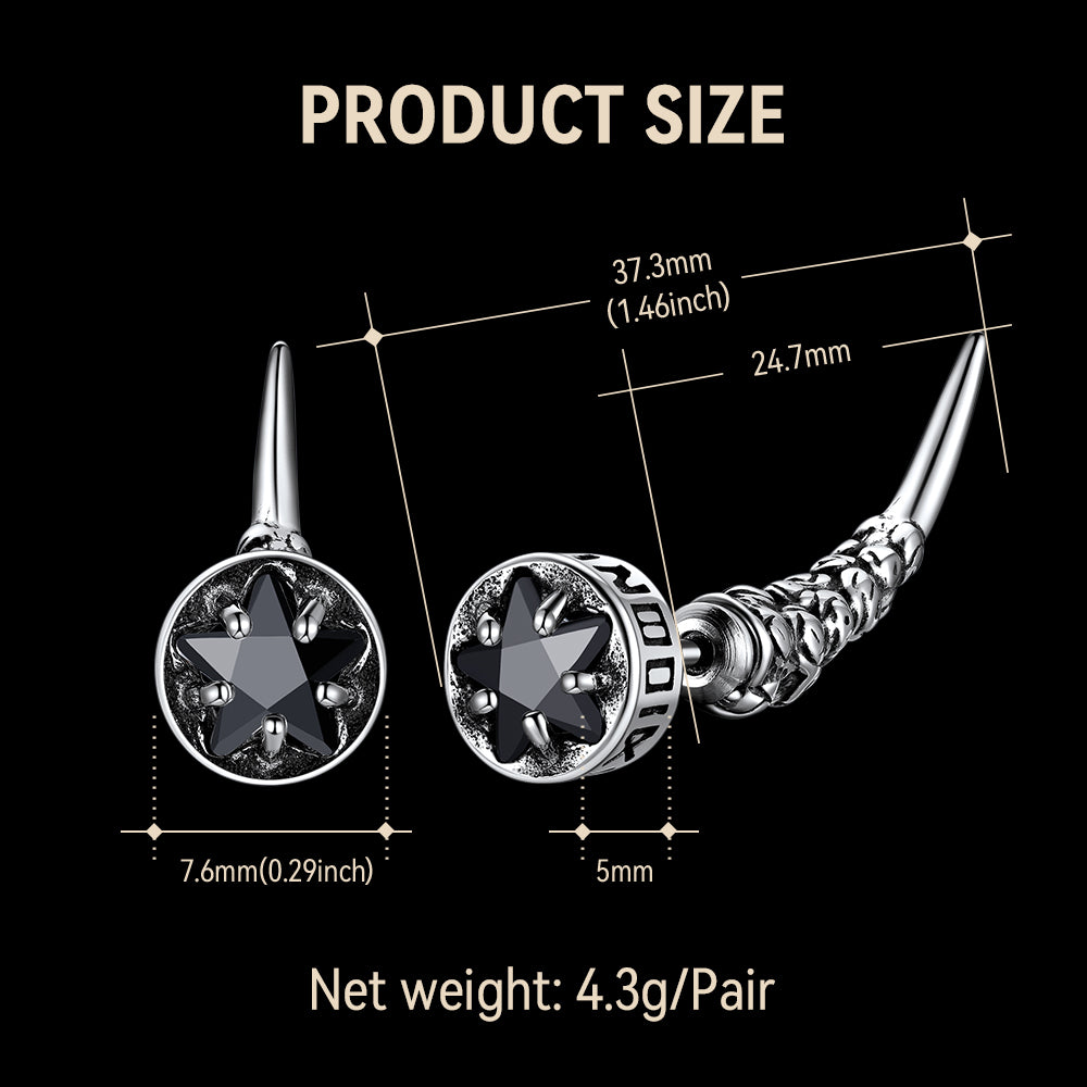Viking Rune Fang Stud Earrings for ��� Nordic Star Cz Earrings