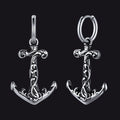 Viking Anchor Hoop Drop Earrings for