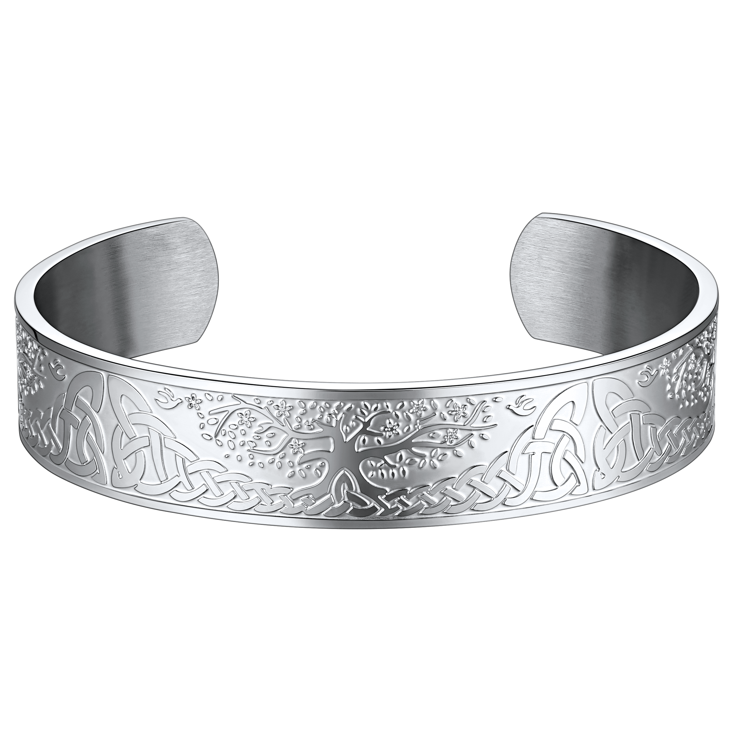 Engraved Viking Jewelry Bangle Bracelet With Celtic Tree of Life