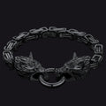Viking Wolf Head Chain Bracelet Cuff Bangle Gift for