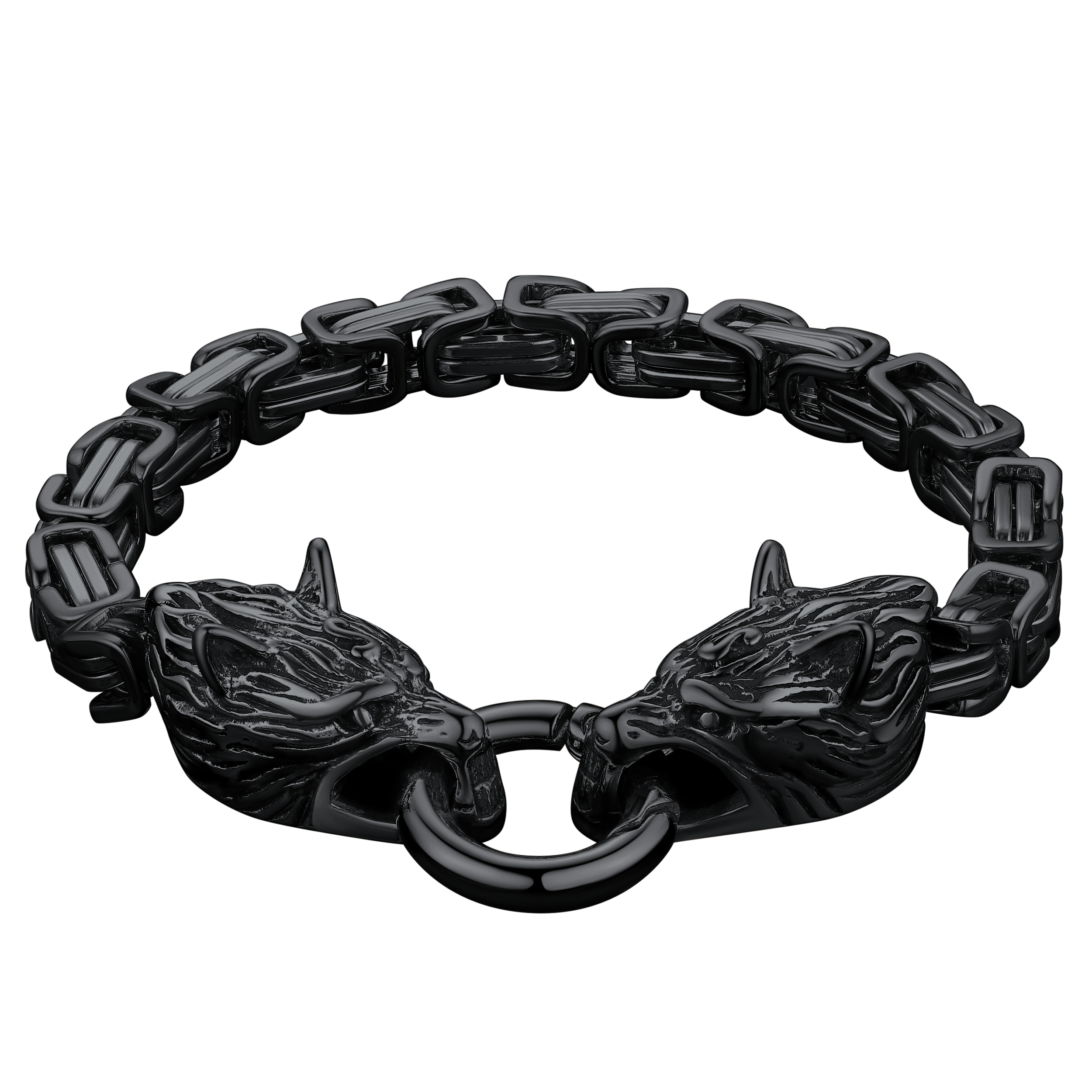 Viking Wolf Head Chain Bracelet Cuff Bangle Gift for