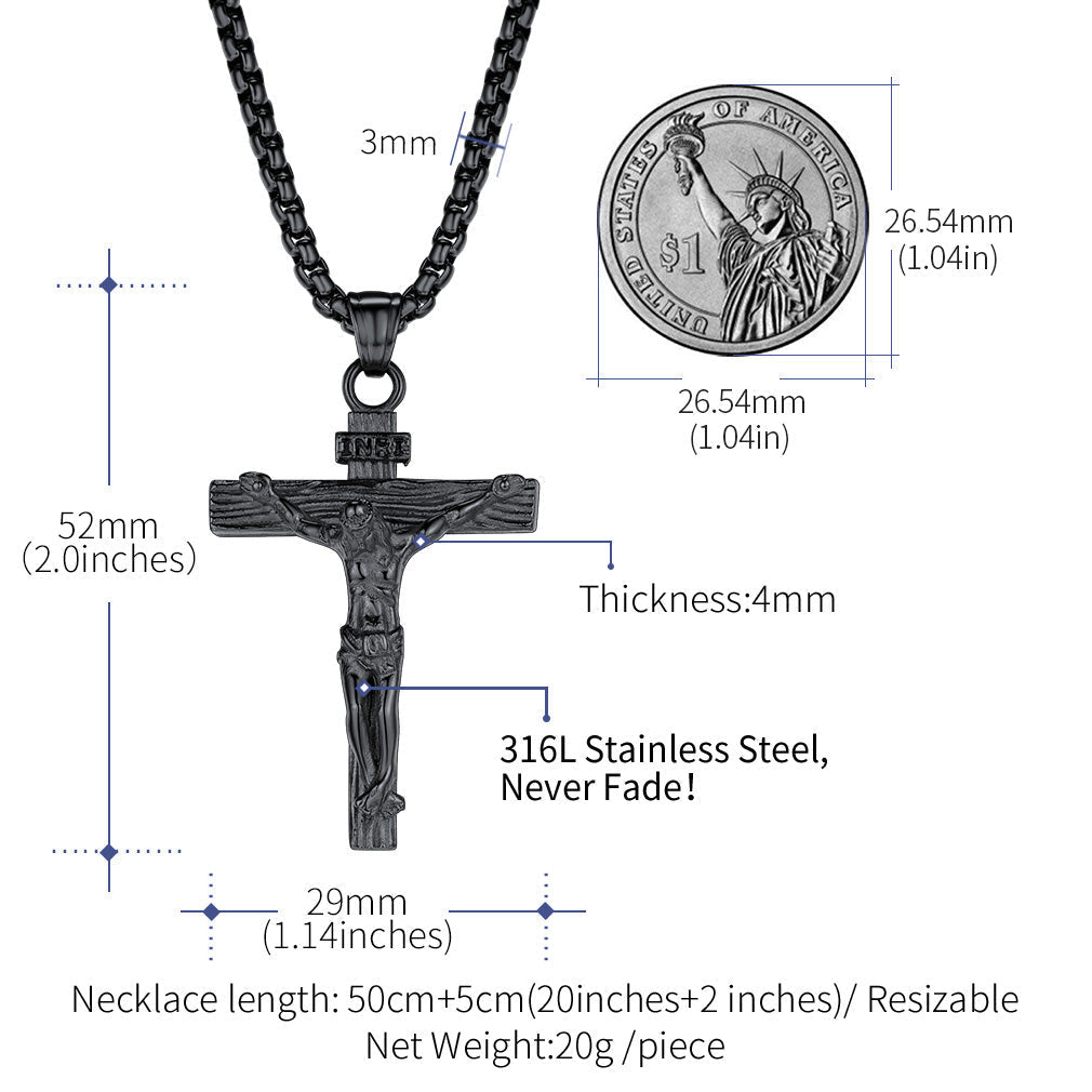 Catholic Crucifix Cross Necklace Jesus Pendant for