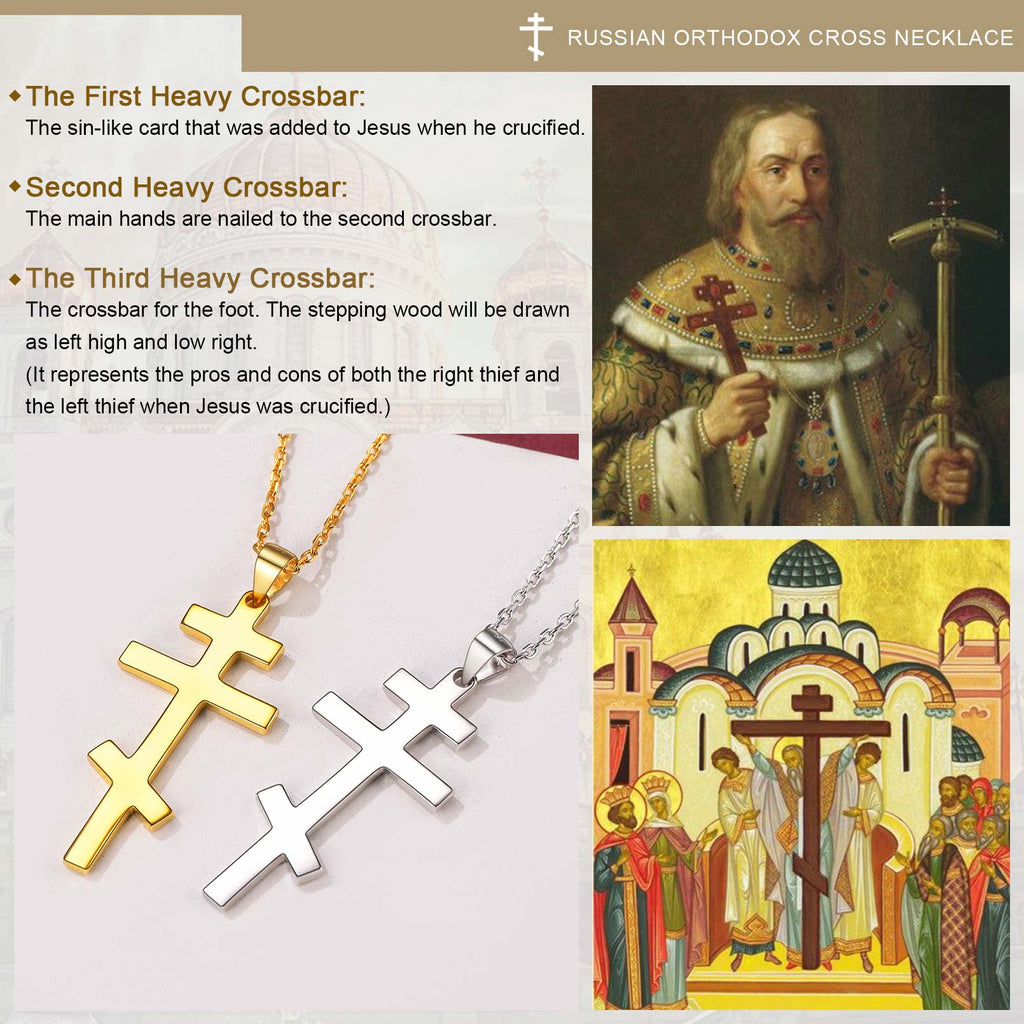 Sterling Silver Russian Orthodox Cross Necklace