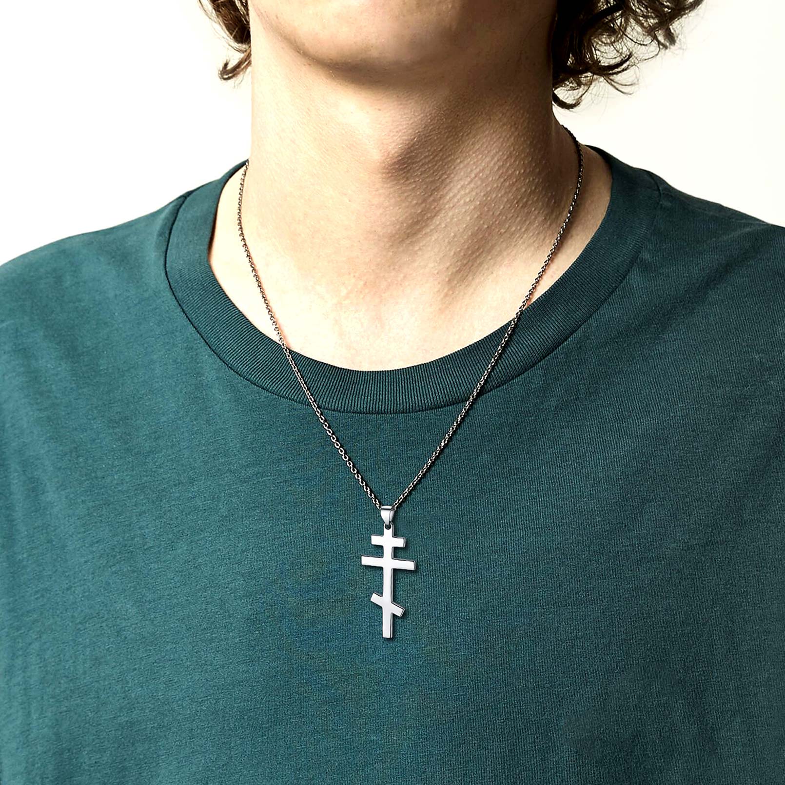 Sterling Silver Russian Orthodox Cross Necklace