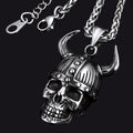 Viking Helmet Skull Pendant Necklace for