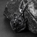 Wild Roaring Bear Head Pendant Necklace for