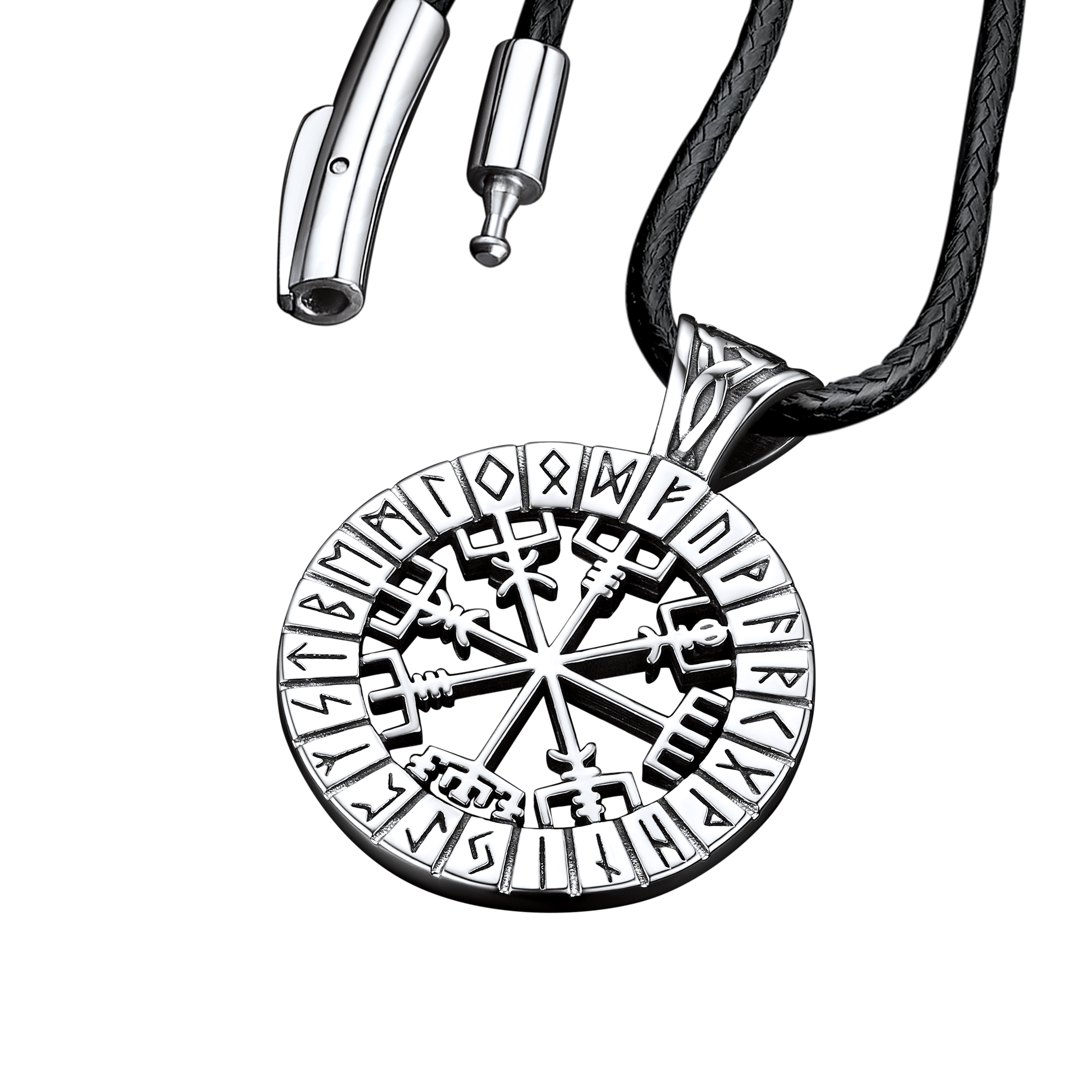 Viking Runes Vegvisir Compass Necklace Pendant for