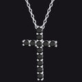 Sterling Silver Diamond Cross Necklace Crucifix Pendant Necklace for