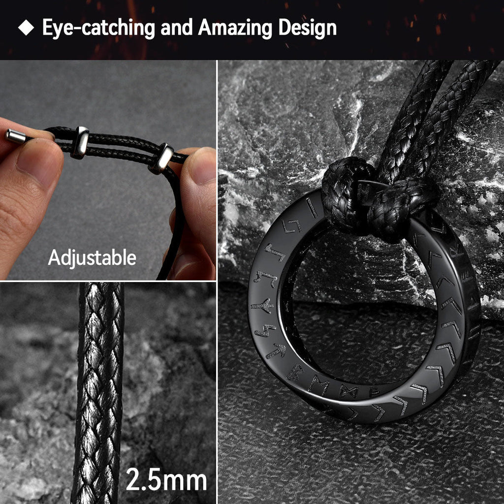 Viking Mobius Circle Leather Necklace Adjustable Leather Chain for