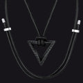 Viking Rune Mobius Triangle Pendant Necklace With Leather Chain