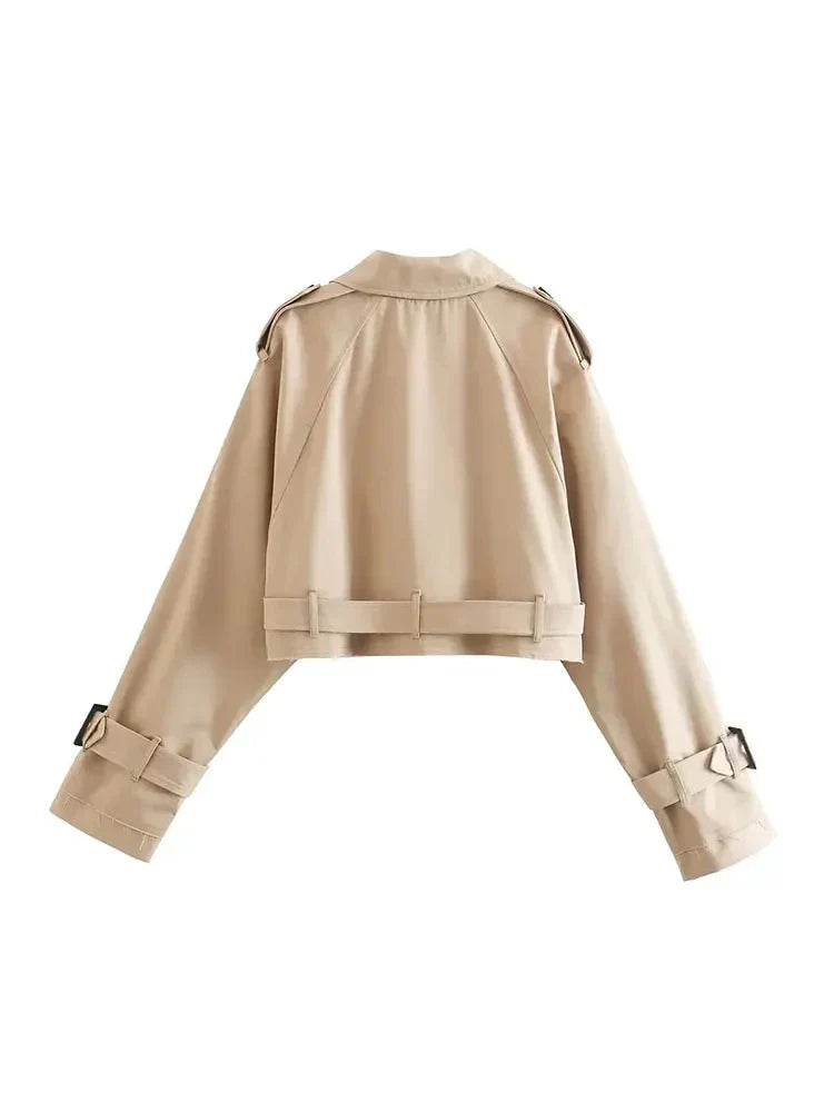 Cropped Trench Coat Beige