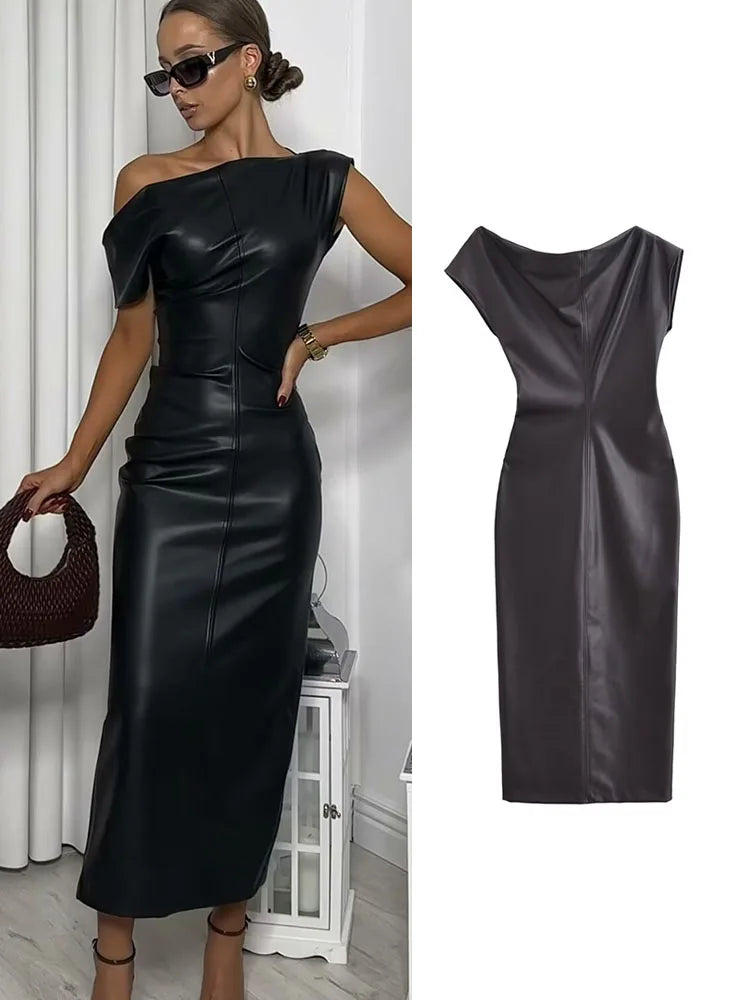 Classic Leather Dress Black