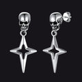 Flash Skull Dangle Stud Earrings With Cross Star for