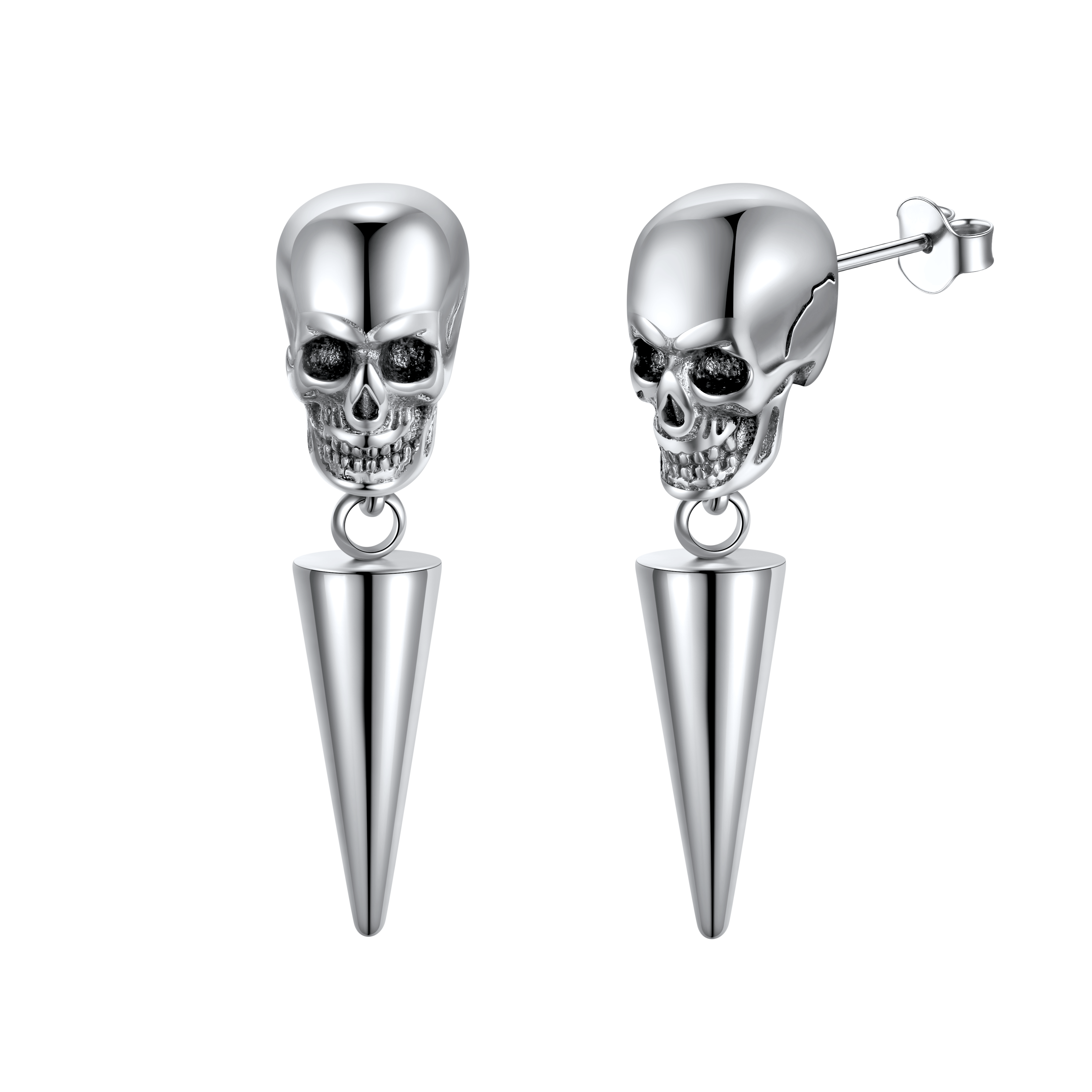 Flash Punk Spike Skull Earrings for