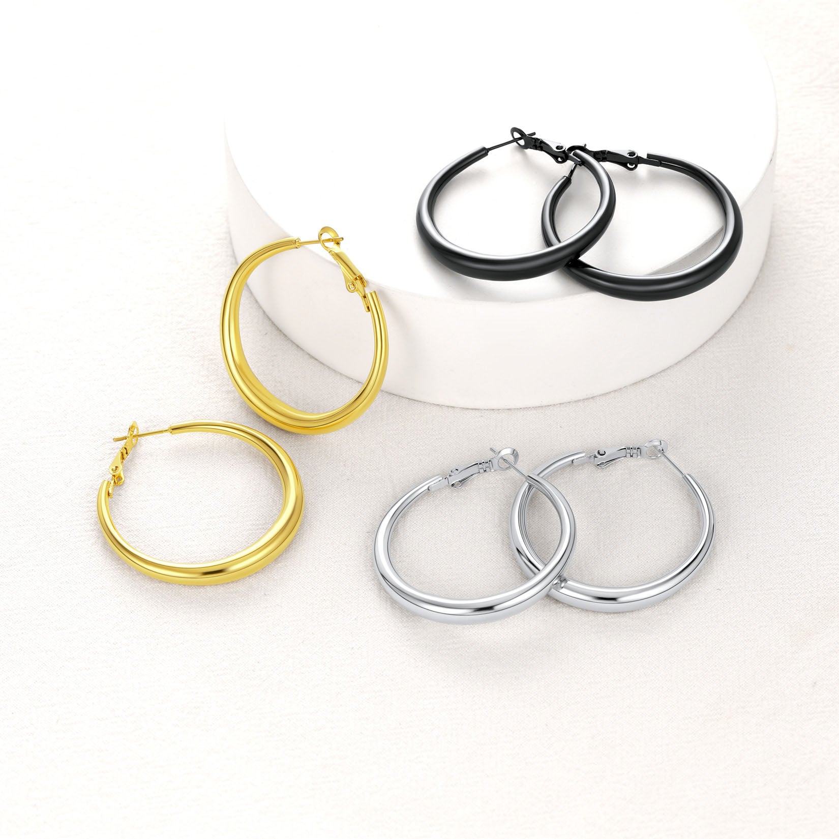 40/60/80mm Simple Thin Hoop Earrings for