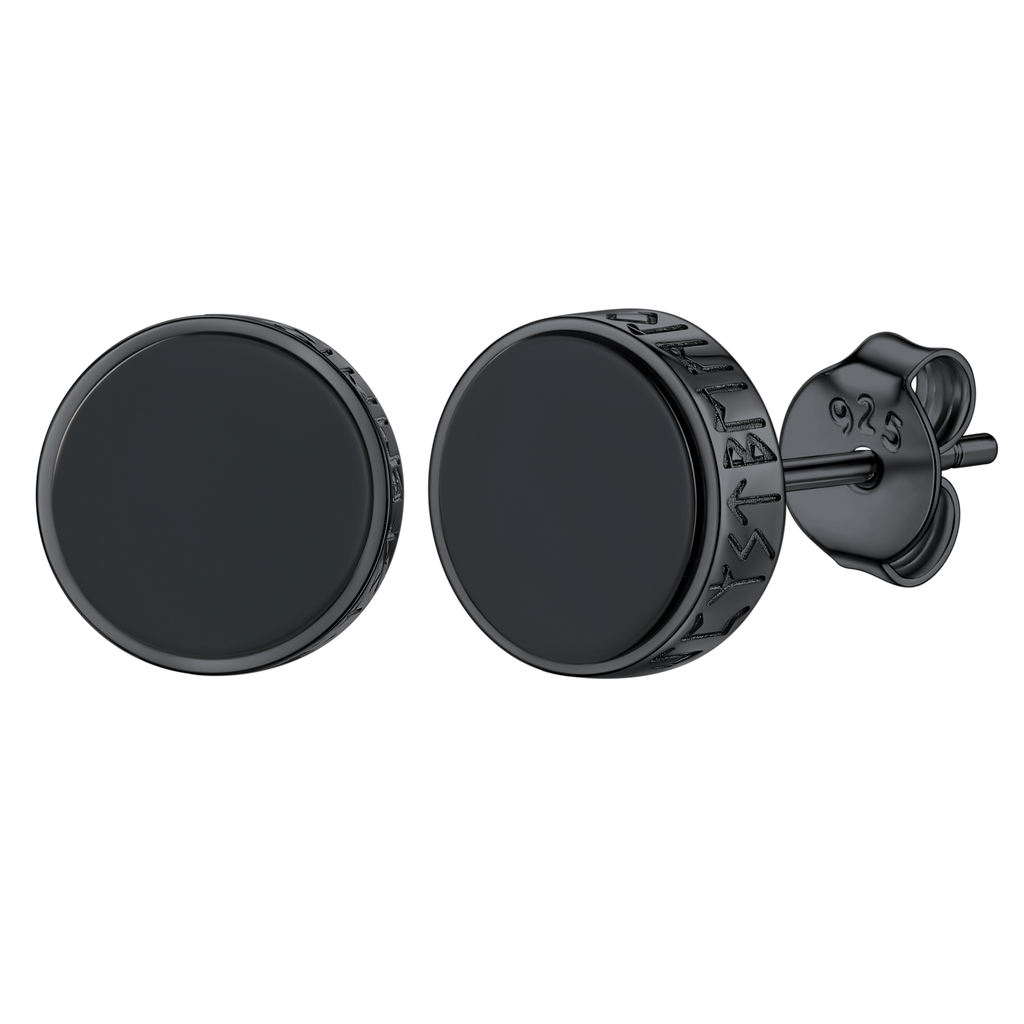 Black Onyx Diamond Stud Earrings for Sterling Silver