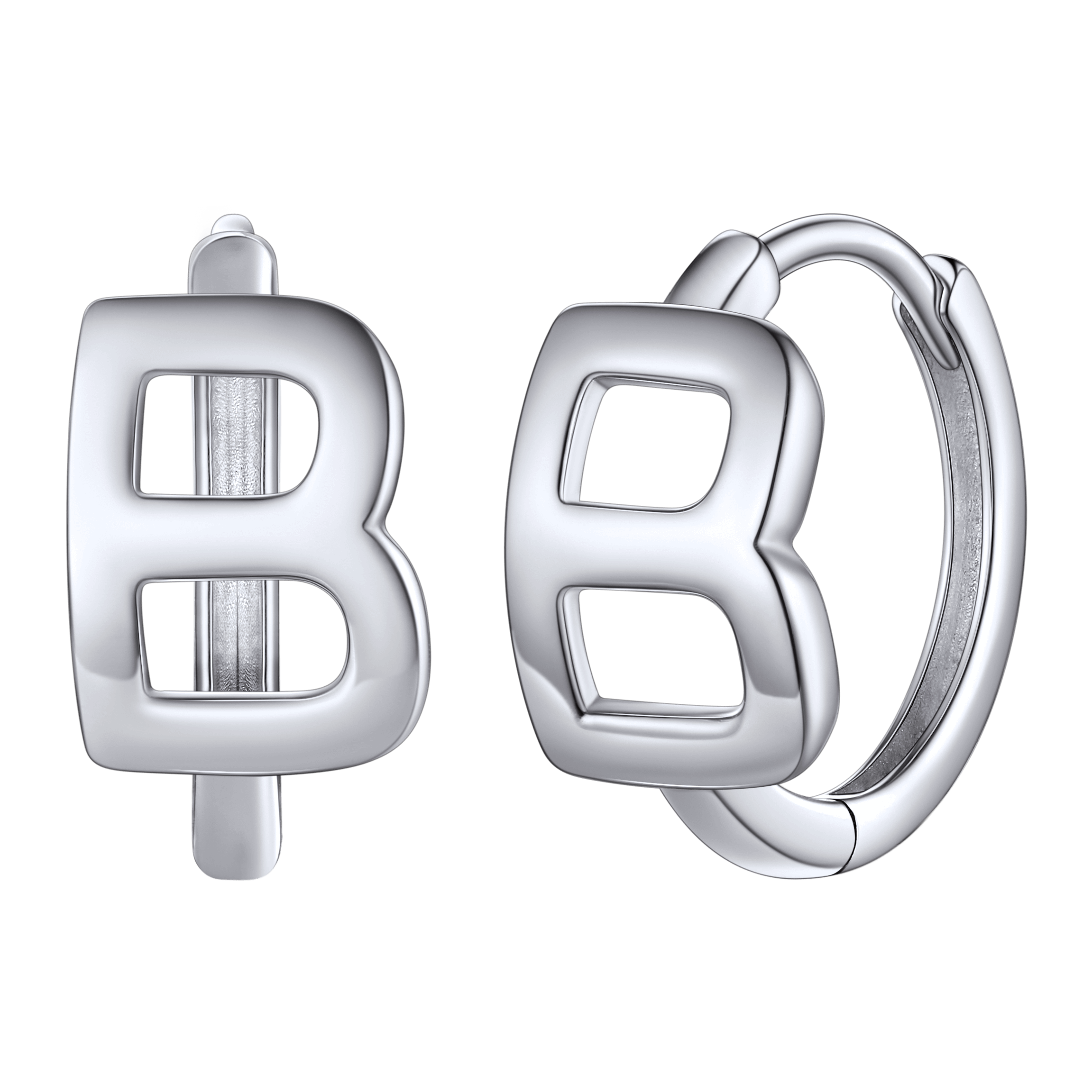 Sterling Silver Initial Letter A-z Hoop Earrings for