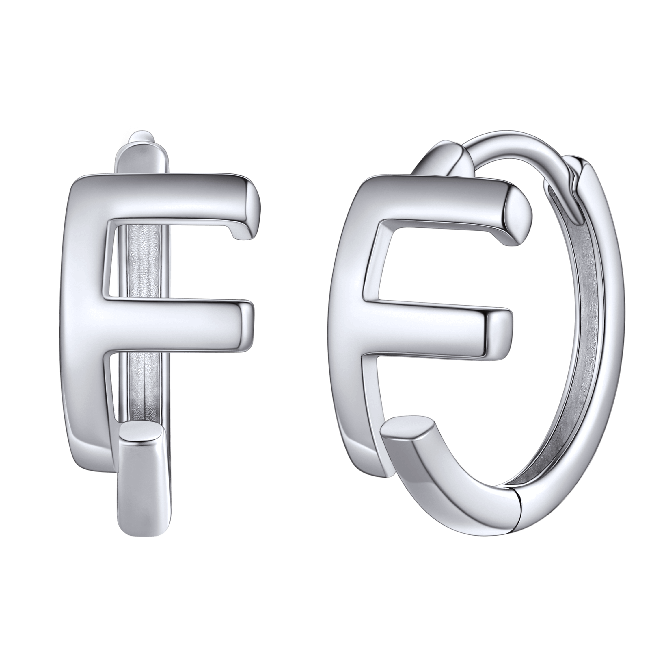 Sterling Silver Initial Letter A-z Hoop Earrings for