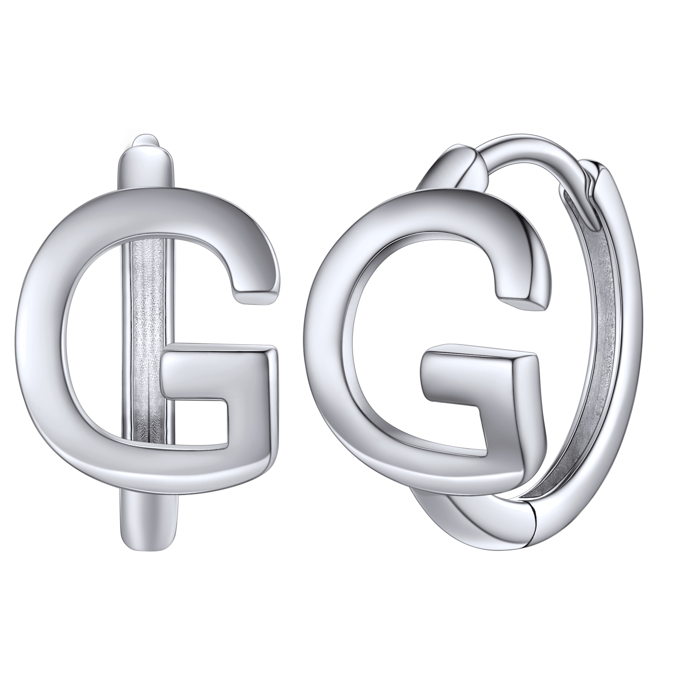 Sterling Silver Initial Letter A-z Hoop Earrings for